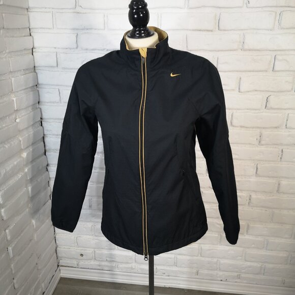 Nike Sphere React Ladies Size Medium Full Zip Black w/ Tan Jacket / Windbreaker - Picture 1 of 14
